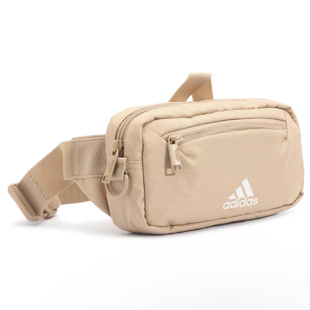 adidas Sand Beige Waist Bag with Front Zip Pocket
